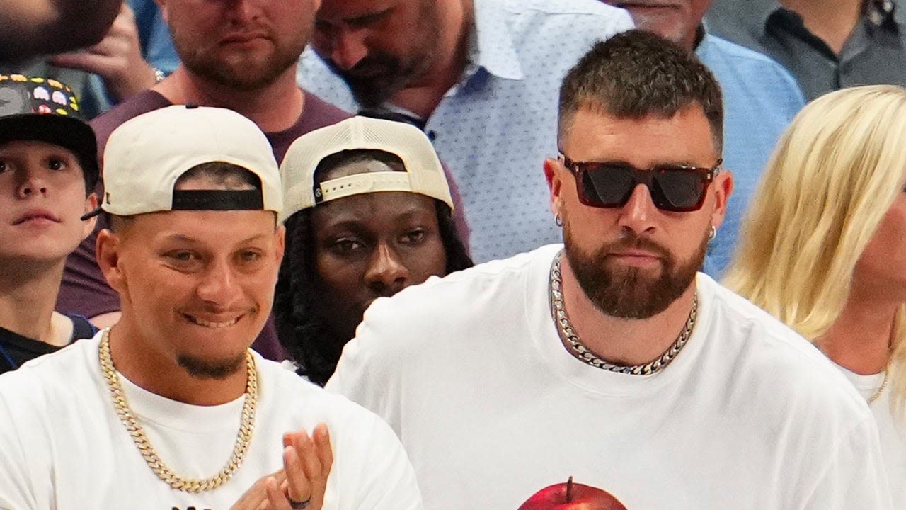 Travis Kelce Is a Good Sport as He Gets Booed at NBA Game With Patrick Mahomes
