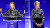 First Lady Jill Biden Sparkles in Sequined Sergio Hudson Top and Wide-leg Pants at Human Rights Campaign Dinner