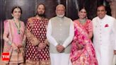 Prime Minister Narendra Modi and several political dignitaries bless Anant Ambani and Radhika Merchant at their Shubh Ashirwad ceremony - Times of India
