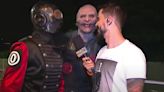 Here's Slipknot's Sid Wilson speaking alien to a hapless reporter soon after Clown promises to "destroy" him