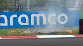 Sparks cause grass runoffs to catch fire despite rain at Chinese GP sprint qualifying