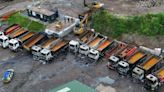 Drone footage shows aftermath of fire which engulfed lorries at industrial park