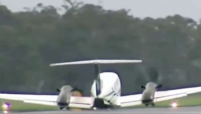 Video: Plane makes 'wheels-up' touchdown after landing gear fails