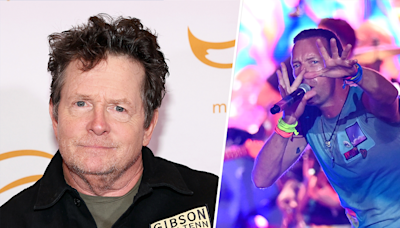 See Michael J. Fox play guitar during Coldplay's Glastonbury performance