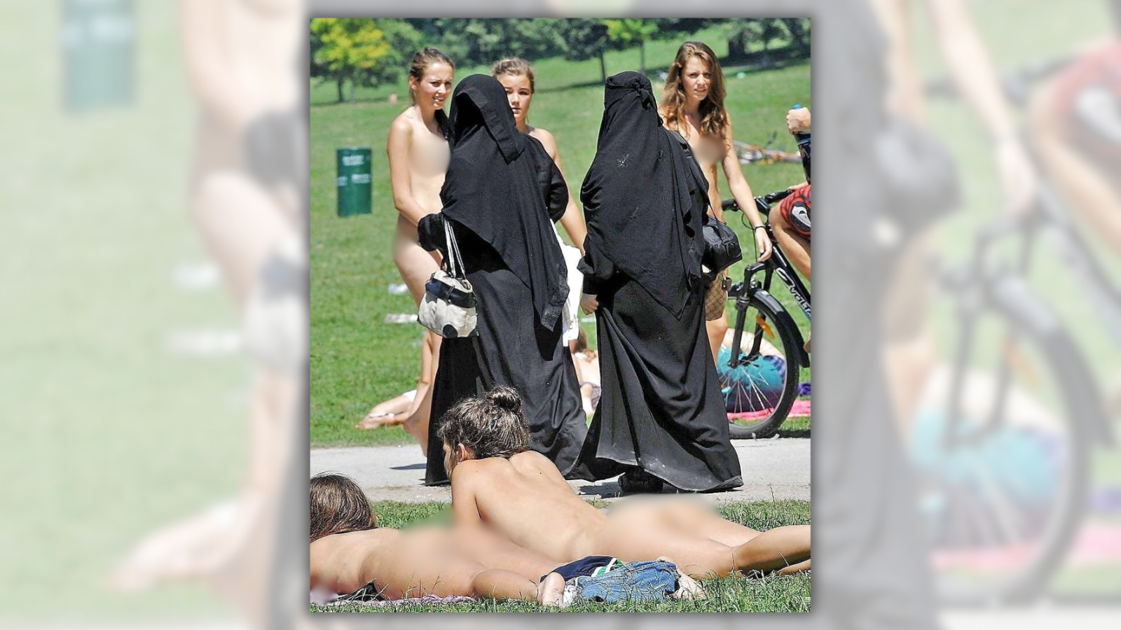 Real Photo Shows Naked Women Walking Past Women in Burqas?