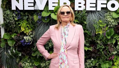 Kim Cattrall Stuns in Pink Power Suit at Wimbledon Samantha Jones Would Approve Of