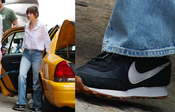 Dakota Johnson Keeps It Casual in Nike Shoes While Filming in New York City