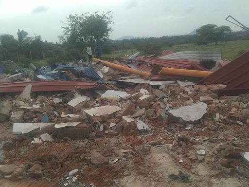 Indoor stadium razed to ground in Punganur town of Chittoor district