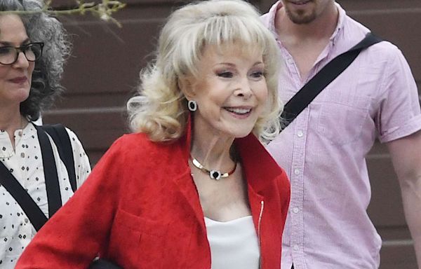 Actress Barbara Eden, 92, Glows in a Cherry Red Blazer and Wedge Heels on Rare Outing