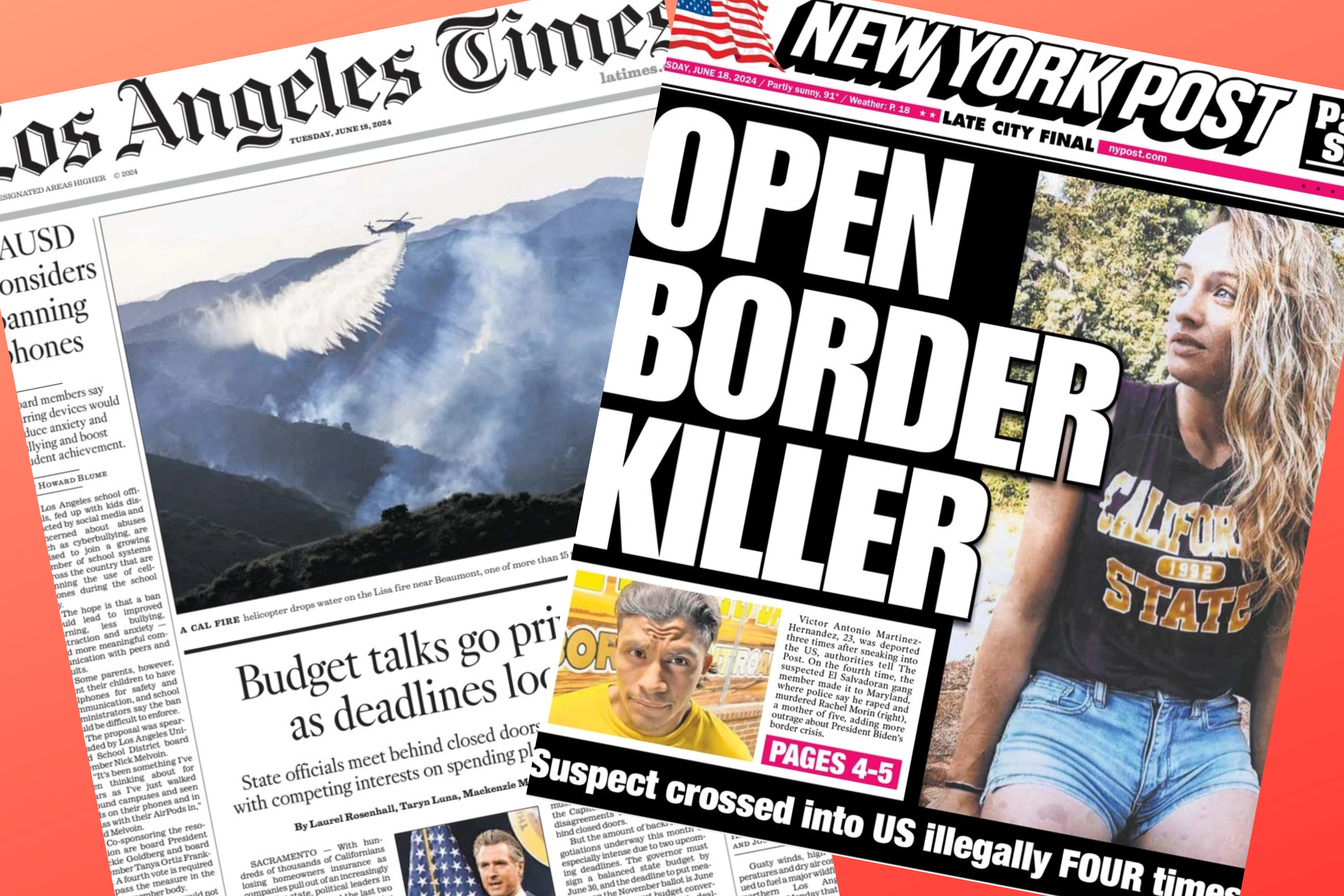 Open border killer, schools phone ban: Today's front pages