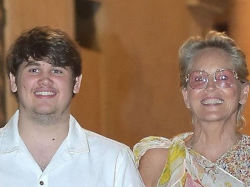 Sharon Stone looks every inch the proud mother with son Laird in Rome