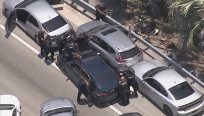 VIDEO: Suspects cornered on Florida highway following high-speed police chase