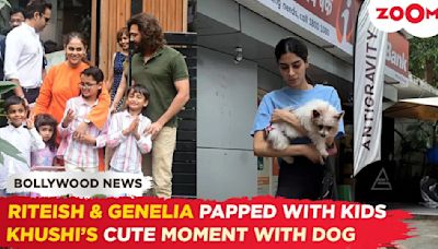 Riteish & Genelia's cute video with kids | Khushi Kapoor sweetly holds her dog in her arms