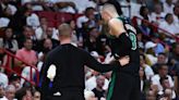 Kristaps Porzingis to have tests to examine severity of calf injury after Celtics game 4 win in Miami