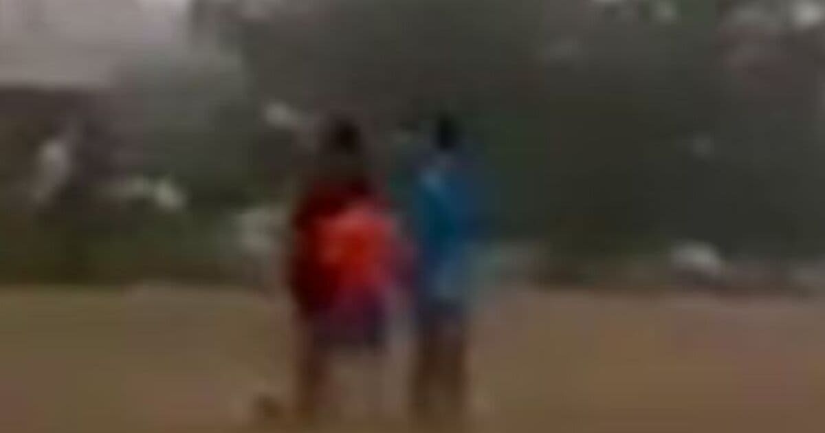 Terrifying moment children struck by lightning on beach