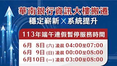 華南銀行資訊大樓搬遷 端午連假凌晨暫停服務