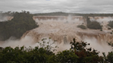 Watch a massive waterfall roar after South American storms dump 10 times more water