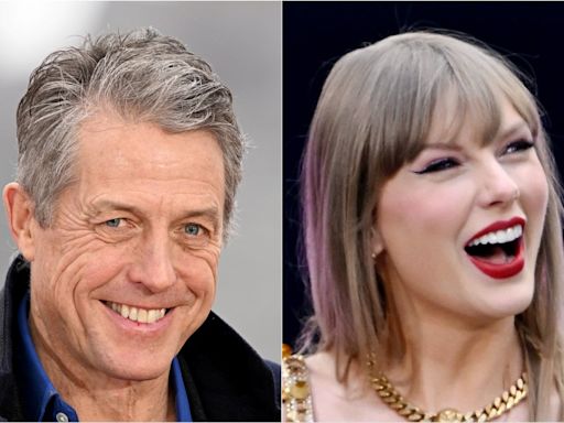 Hugh Grant marvels at Taylor Swift’s ‘gigantic boyfriend’ at Wembley show