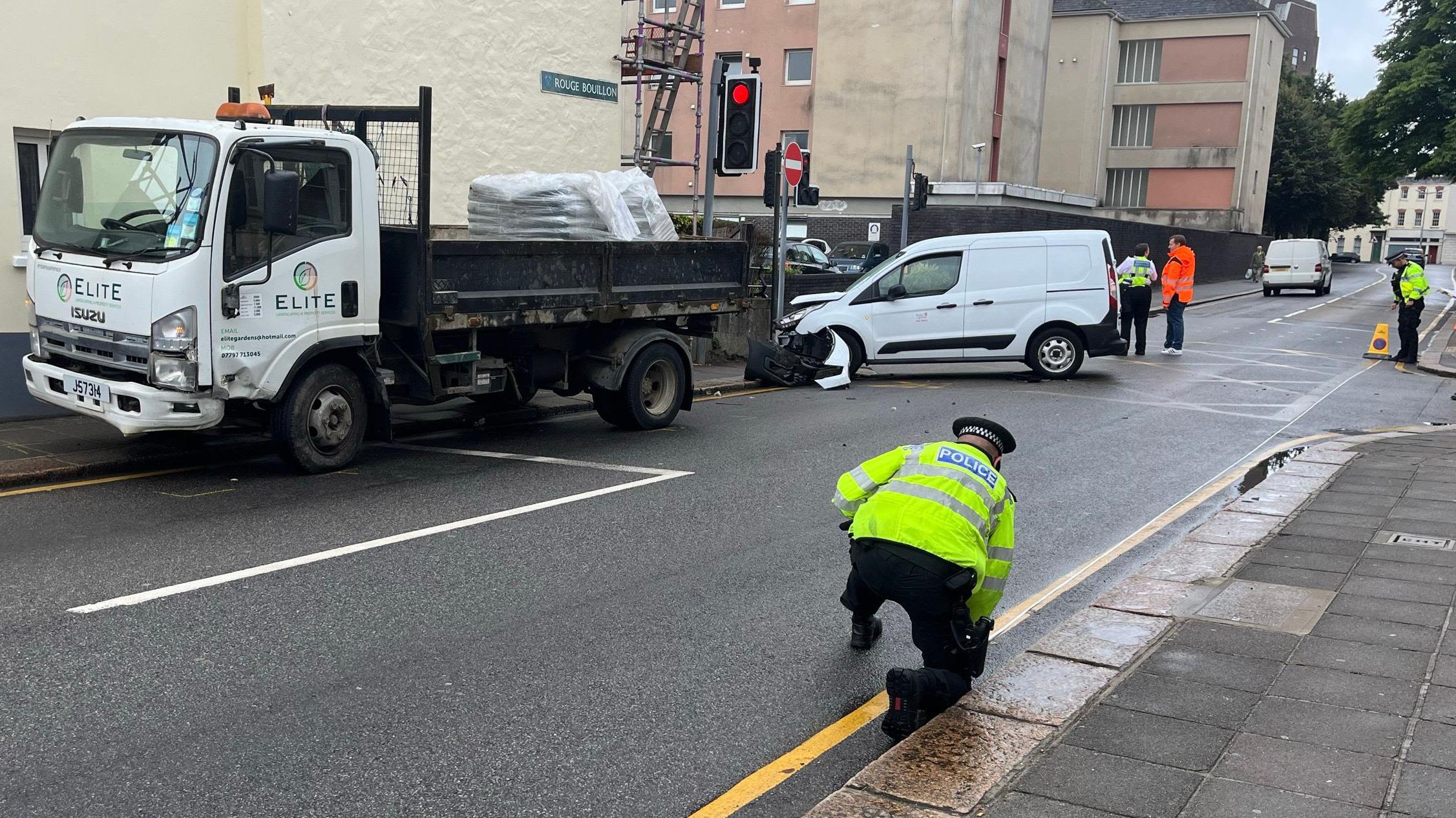 St Helier street closed after van crash