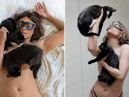 Halle Berry festejó los 20 años de Gatúbela con una improvisada producción hot con sus dos nuevos gatitos rescatados