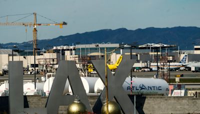 Half-naked man is arrested after running onto tarmac at the Los Angeles airport