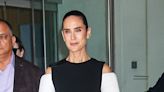 Jennifer Connelly cuts a chic figure in a cold-shoulder gown and heels