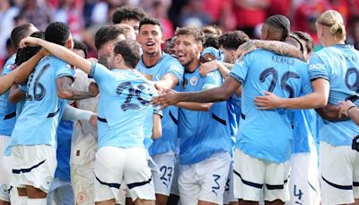 Man City 1-1 Man Utd (7-6 on pens): Manuel Akanji converts winning spot-kick as champions claim silverware