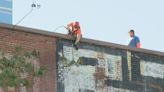 Graffiti cleanup in Portland sometimes requires an elevated approach