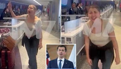 LAX traveler rips Delta, ‘useless’ Pete Buttigieg in wild caught-on-camera tirade — before realizing she’s in wrong terminal