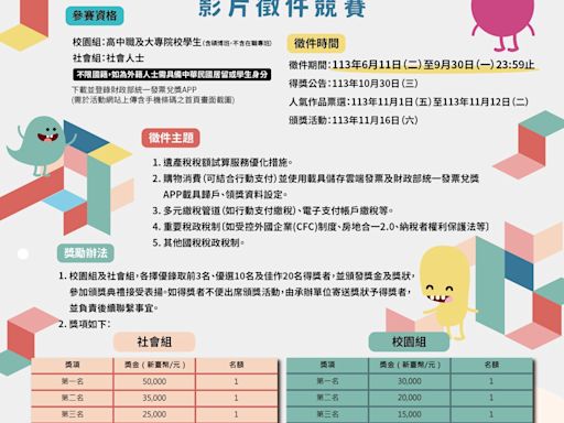 超過57萬元獎金帶回家 快來「奇幻稅之旅」影片徵件喚起你的稅意