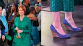 Cynthia Nixon Films ‘And Just Like That’ in Flirty Blue Suede Wedges with Rosie O’Donnell in New York