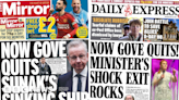 Paper headlines: Gove quits 'sinking ship' and exit rocks Tories