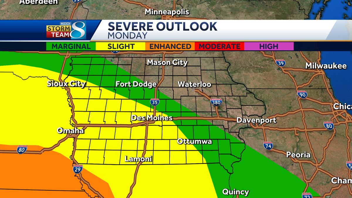 Iowa weather: A few severe storms possible in Iowa Monday