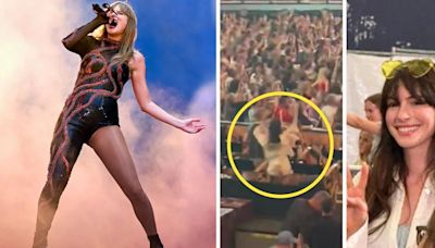 Anne Hathaway vibró durante el show de Taylor Swift en Alemania: cantó, bailó y compartió pulseras con el público