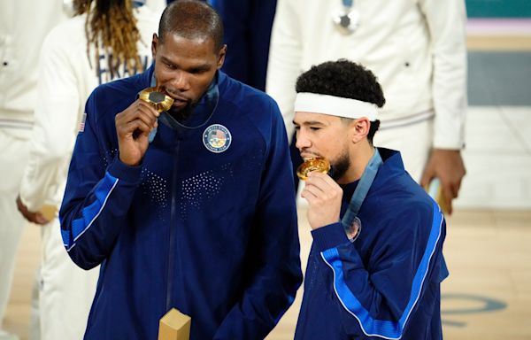 Phoenix Suns' Kevin Durant, Devin Booker celebrate Team USA Olympic gold in Saint-Tropez