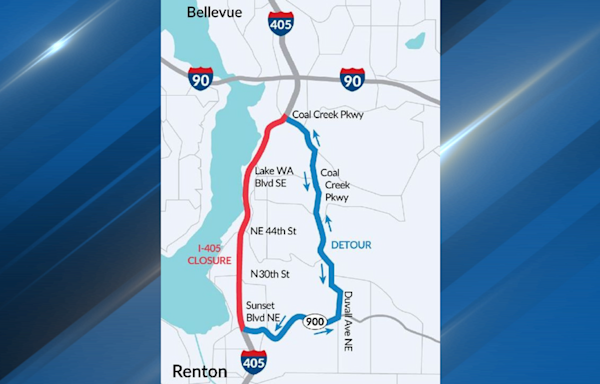 I-405 between Renton and Bellevue to close this weekend for construction