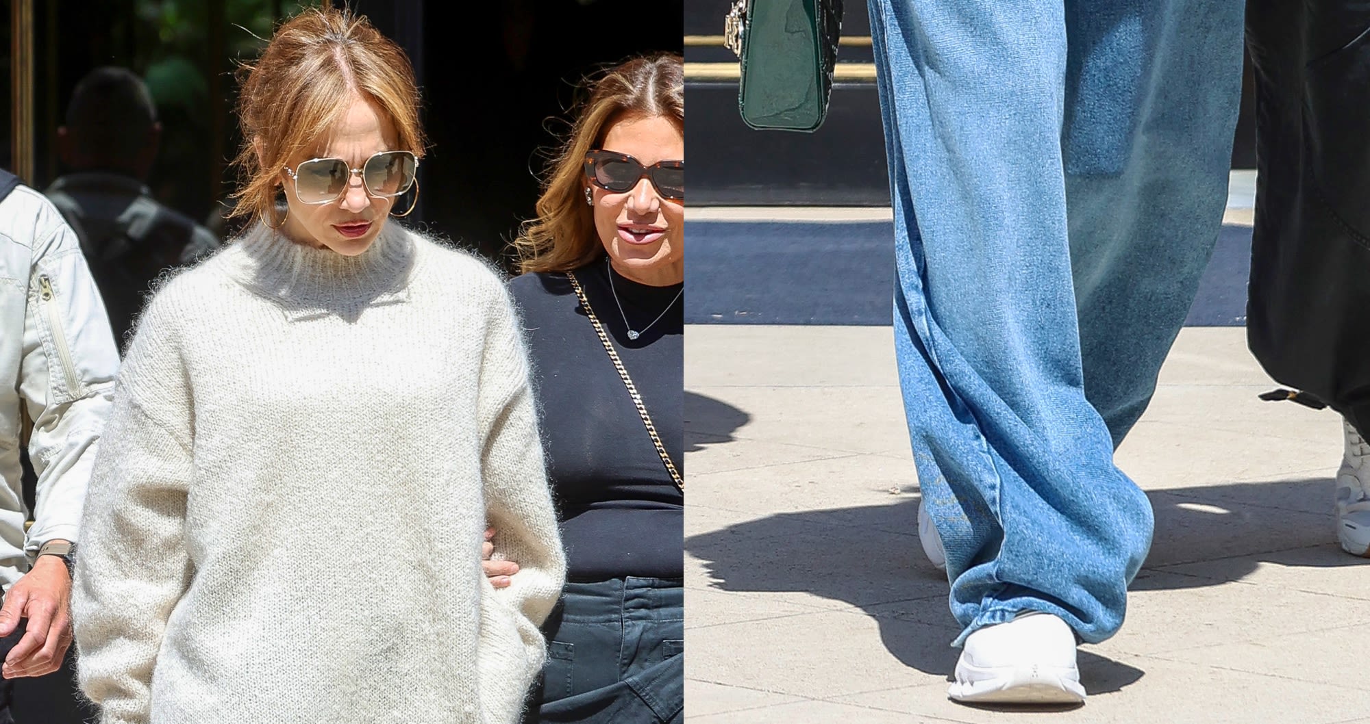 Jennifer Lopez Slips Into On Sneakers While Running Errands in Paris