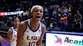 LSU's Angel Reese makes crazy block while holding shoe in 30-point performance over Arkansas