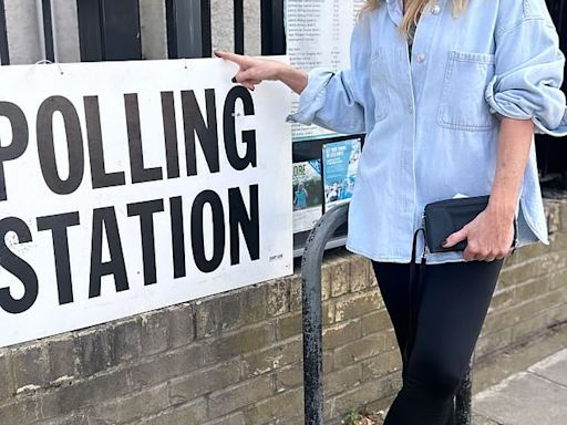 Celebs head to the polls! Lizzie Cundy and Myleene Klass make votes