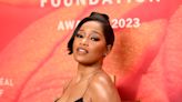 Keke Palmer Shows Off Colorblock Look in Cherry-Embellished Gucci Sneakers