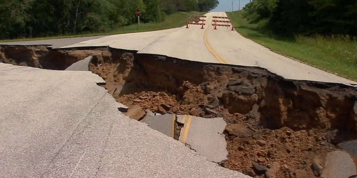 Door County Highway washes out during morning storms