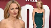 Gillian Anderson Goes Strapless in Green Emilia Wickstead Mohair Dress for Netflix’s ‘Scoop’ Premiere in London