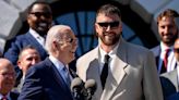 Travis Kelce Jokes He’s ‘Going to Get Tased’ as He Takes Over White House Podium Again