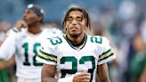 An exuberant Packers player, Jaire Alexander, photobombs WBAY reporter's live shot outside Lambeau Field