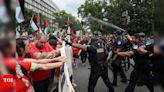 Watch: Thousands of Pro-Palestinian protesters condemn Netanyahu’s Washington visit amid Gaza conflict; Police use pepper spray near US Capitol - Times of India