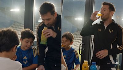 La inesperada reacción de Mateo al probar la nueva bebida que lanzó Lionel Messi