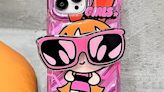 Jerisln for iPhone 15 Pro Cartoon Case with Grip Holder Sunglasses Shape Stand Cute Laser Bling Glitter Clear ...