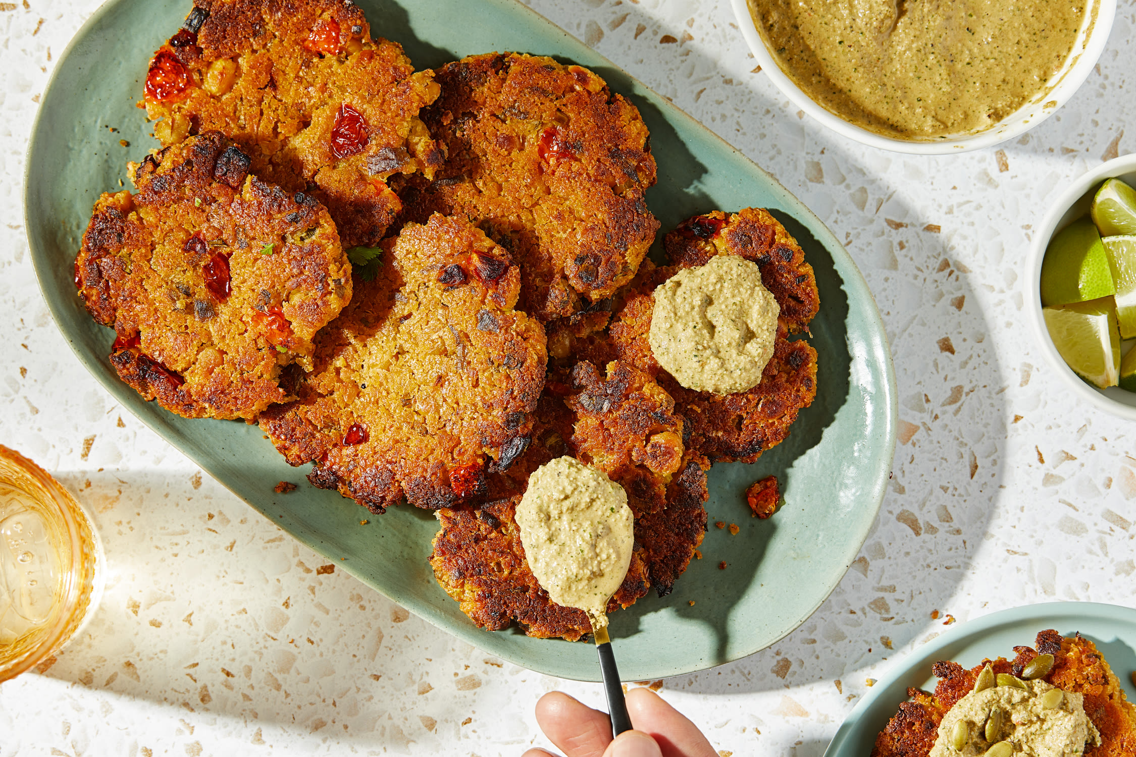 Chickpea quinoa cakes are like a grain salad in crispy-patty form