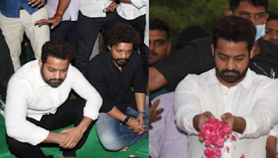 WATCH: Jr NTR and brother Kalyan Ram sit on ground; get emotional on NTR's 101 birth anniversary