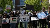 People gather to protest the war in Gaza on the Univ. of Nevada, Reno campus